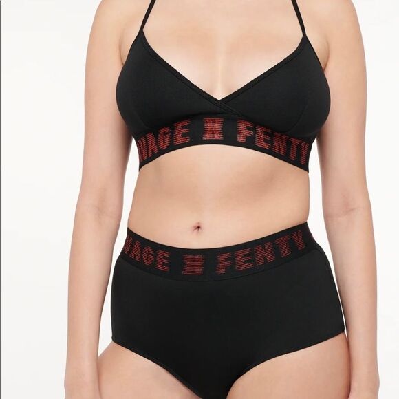 forever savage bralette blk caviar w/ goji berry red lurex Size M in Black NWT - Picture 1 of 4